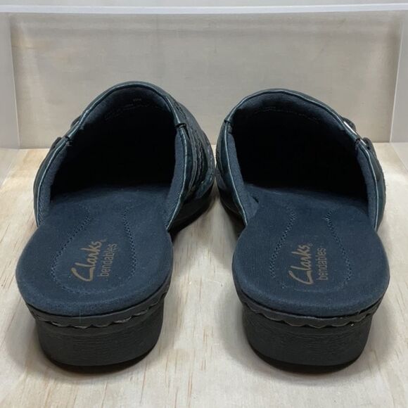 Clarks Bendables Blue Leather Slip-On Loafer Clog Women 6.5 Mule 67157 - Picture 6 of 9